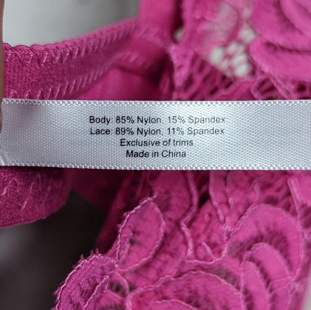 NEW Adore Me Lace Underwire 32C Bra Raspberry Pink Coquette Sexy Romantic - Picture 8 of 12